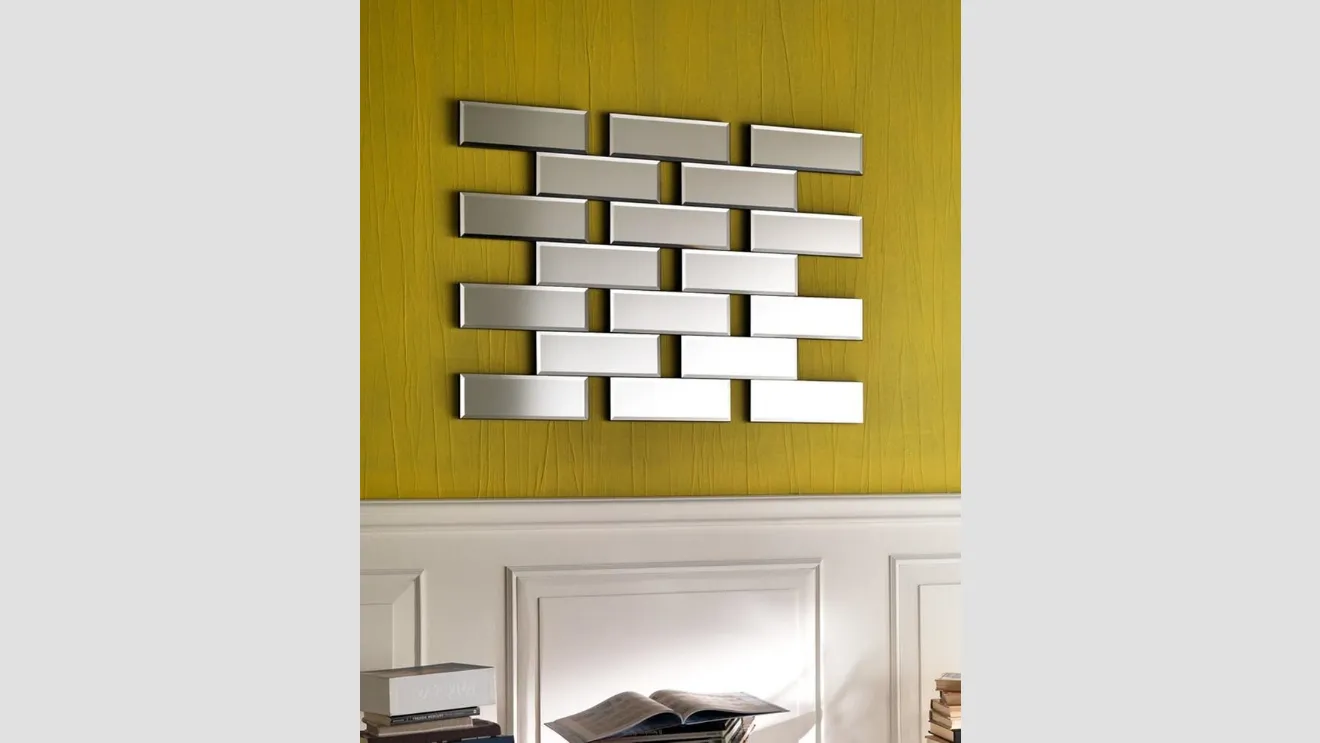 Specchio design componibile effetto mattoni Iris di Stones