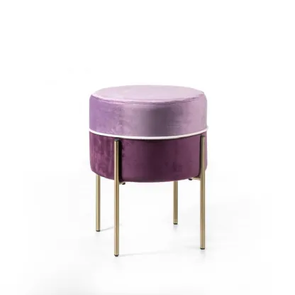 Pouf Burmy in velluto viola e lilla con struttura in metallo di Stones