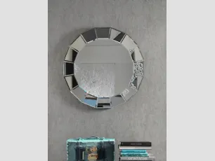 Specchio rotondo moderno con cornice a specchio in vetro argentato Menta di Stones