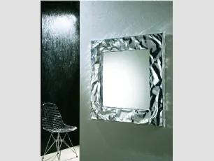 Specchio quadrato con cornice in alluminio modellata a mano Mito di Riflessi