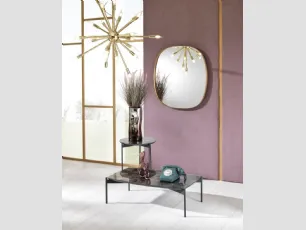 Specchio Cassia in vetro argentato e metallo bronzato di Stones