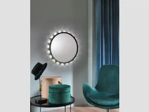 Specchio da parete con luce LED con cornice in alluminio color antracite Oled di Stones