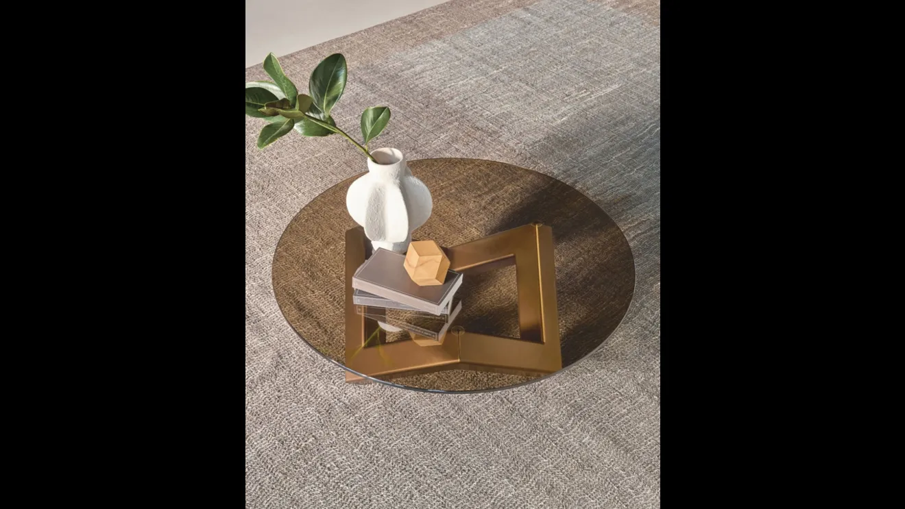 Tavolino Zen New con top in cristallo di Riflessi