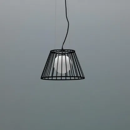 Lampada a sospensione Cage in metallo Nero di Stones