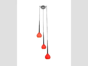 Lampadario di design con tre bulbi sospesi in vetro rosso Libra di Stones