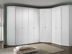 Armadio Angolare 02 finitura Frassino Bianco con decoro di Felver