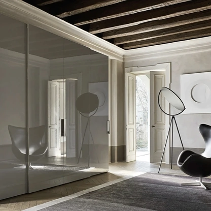 Armadio Anta Liscia in laccato lucido Ardesia con maniglia Mia di Sangiacomo