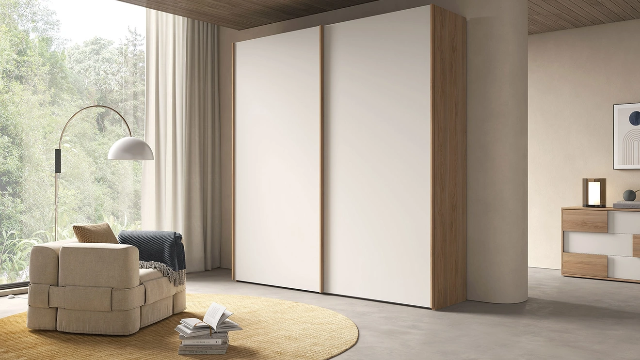 Armadio con ante scorrevoli 09 finitura Canapa e Noce di Felver