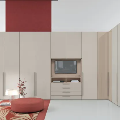 Armadio angolare con ante battenti Golf One con Porta Tv W107 di Colombini Casa