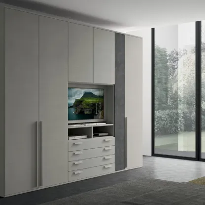 Armadio con ante battenti e vano porta TV Golf M210 in melaminico di Colombini Casa