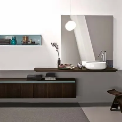 Mobile da Bagno sospeso in rovere termotrattato e laccato lucido 45 05 di Birex