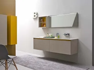 Mobile da Bagno sospeso in melaminico con piano in marmo minerale opaco 45 07 di Birex
