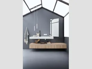 Mobile da Bagno sospeso in melaminico effetto rovere e top in Corian 45 09 di Birex