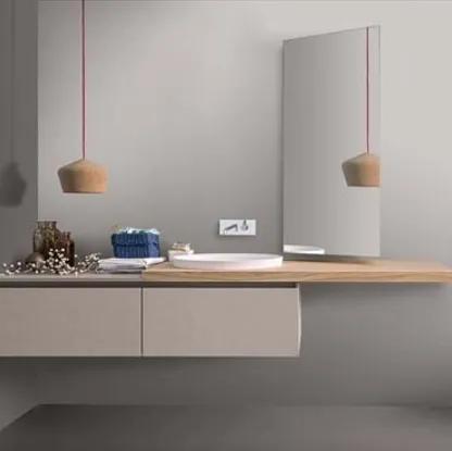 Mobile da Bagno sospeso in melaminico con top in rovere 45 10 di Birex