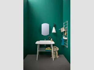 Mobile bagno da appoggio in laccato bianco opaco e top in mineral marmo Acqua e Sapone 01 di Birex