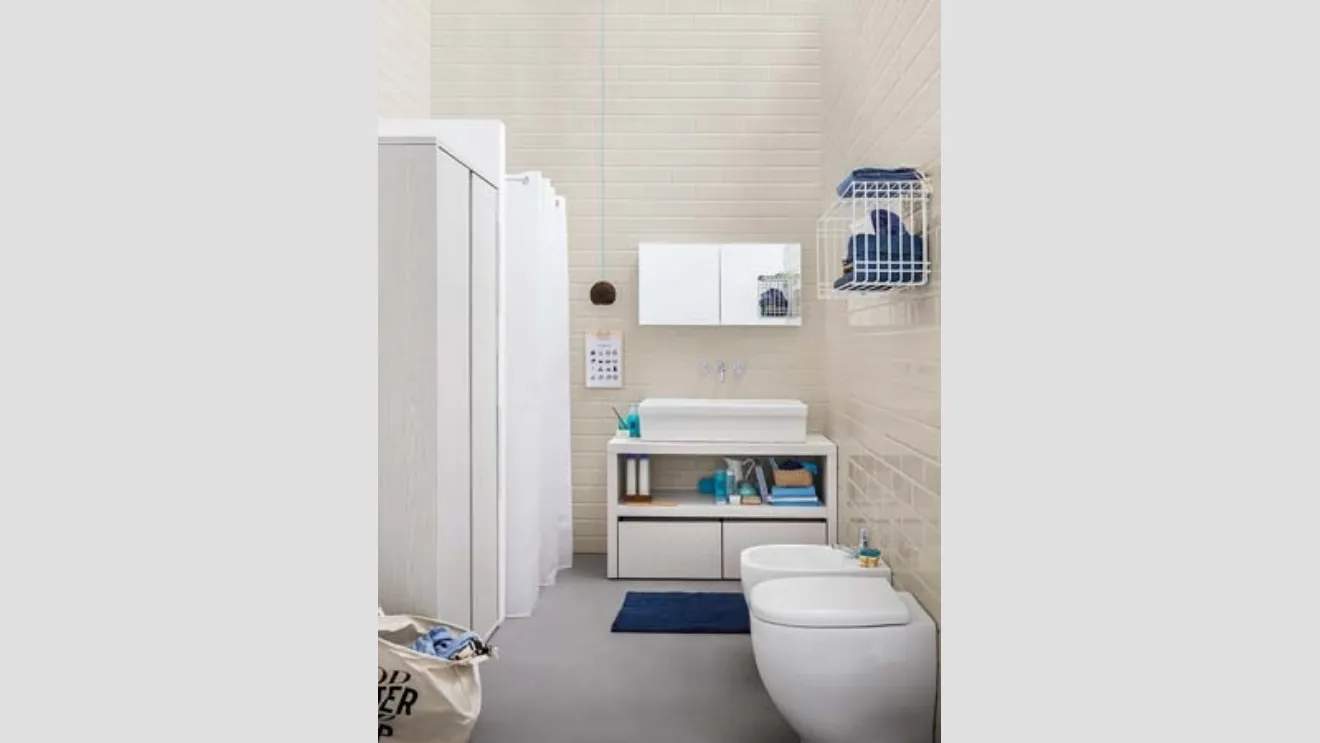 Mobile da Bagno a terra in melaminico e lavabo in ceramica Acqua e Sapone 03 di Birex