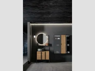 Mobile da Bagno a terra  in rovere e alluminio Sidero 09 di Birex