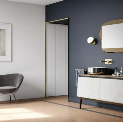 Mobile da bagno di design in laccato effetto resina e top in marmo Campus 02 di Birex