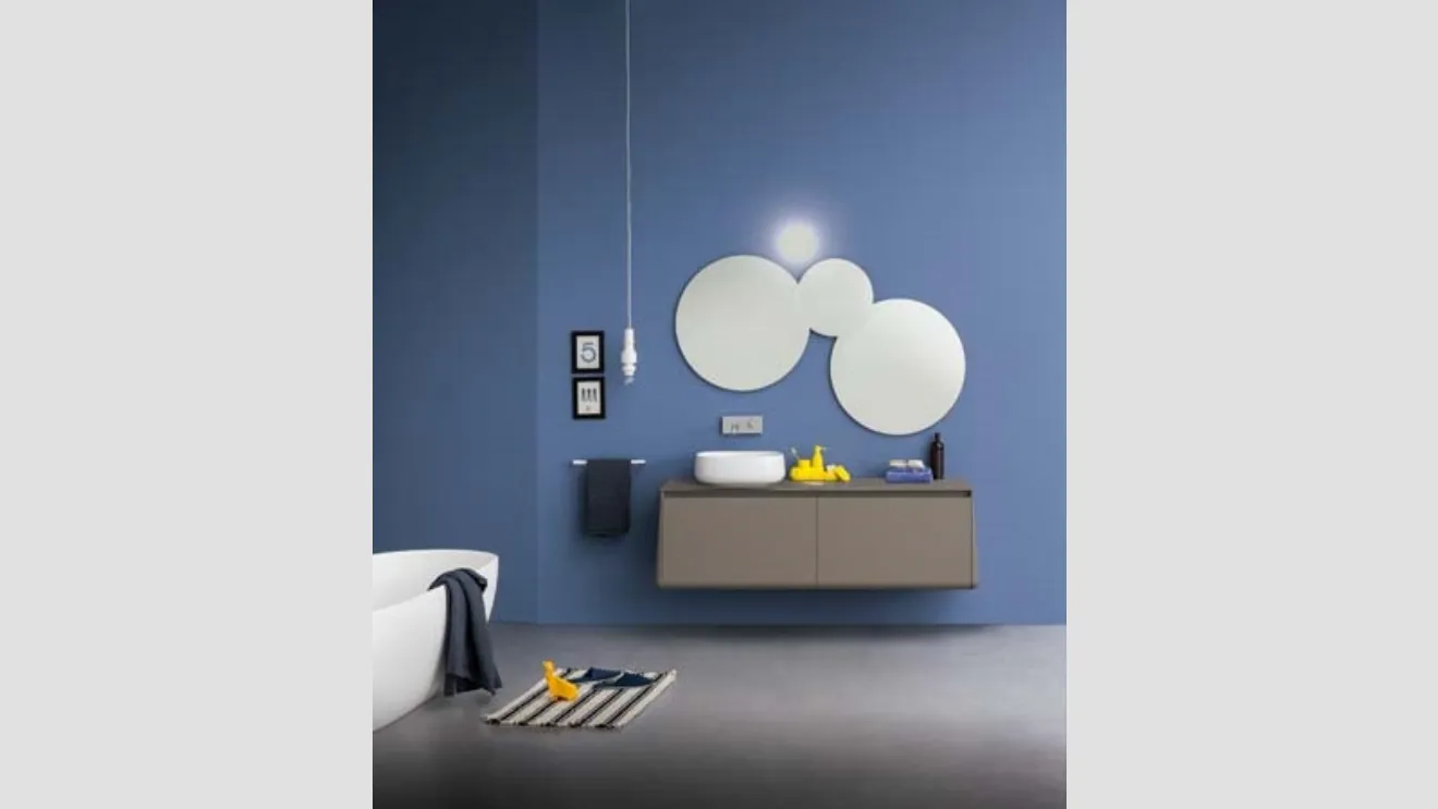 Mobile sospeso da bagno in laccato opaco con top in vetro laccato lucido Campus 03 di Birex