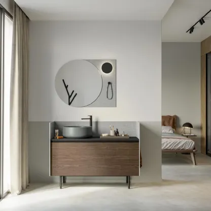 Mobile da Bagno a terra Deep 02 in essenza rovere castoro di Birex