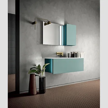 Mobile da Bagno sospeso in laccato e top in Corian Hosoi 03 di Birex