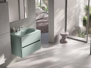 Mobile da Bagno sospeso Tris 06 in laccato opaco di Kios