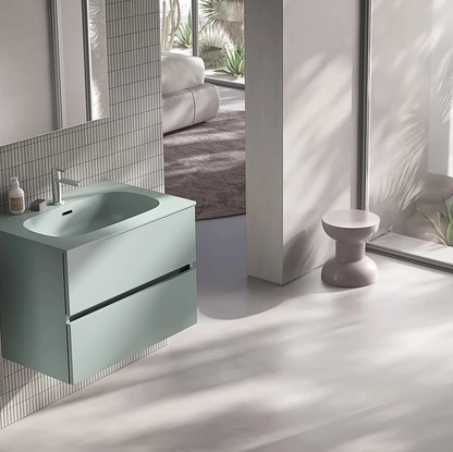 Mobile da Bagno sospeso Tris 06 in laccato opaco di Kios