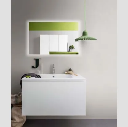 Mobile da Bagno sospeso in laccato opaco e top con lavabo integrato in ceramica Lapis 05 di Birex