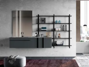 Mobile da Bagno Sidéro 07 in laccato opaco grigio antracite di Birex