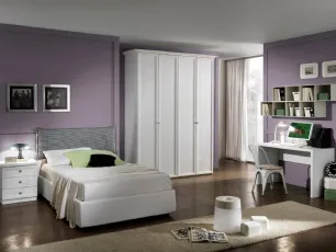 Cameretta per ragazzi in laccato bianco con decorazione glitterata Composizione 03 di Felver