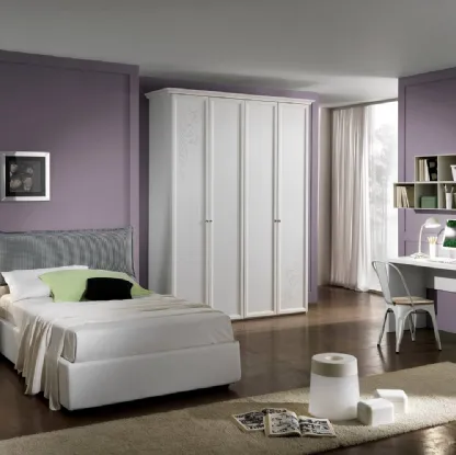 Cameretta per ragazzi in laccato bianco con decorazione glitterata Composizione 03 di Felver