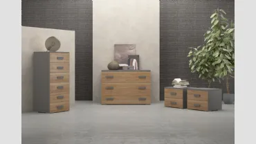 Gruppo Notte con finitura effetto legno e maniglia grigio fango Asia di Felver