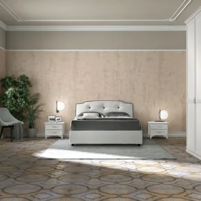 Letto in ecopelle con testiera Arcadia Barcellona di Colombini Casa