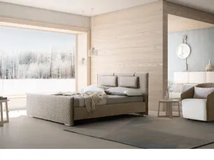 Letto con testiera e box contenitore in tessuto trapuntato Evergreen di Le Comfort