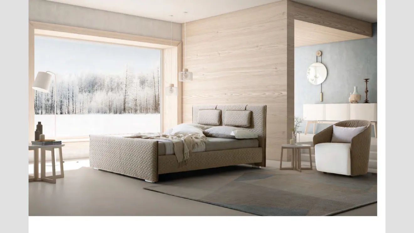 Letto con testiera e box contenitore in tessuto trapuntato Evergreen di Le Comfort