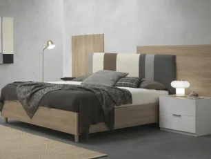 Letto con contenitore e testiera in legno e tessuto Flag di Felver