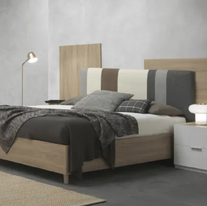Letto con contenitore e testiera in legno e tessuto Flag di Felver
