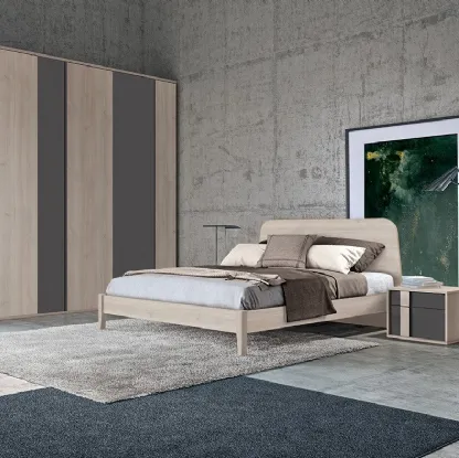 Letto Golf Virgo con struttura e testata in legno chiaro di Colombini Casa