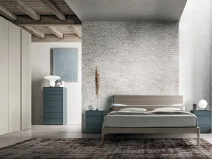 Letto matrimoniale finitura Matwood Grey con testiera Grecale di SantaLucia