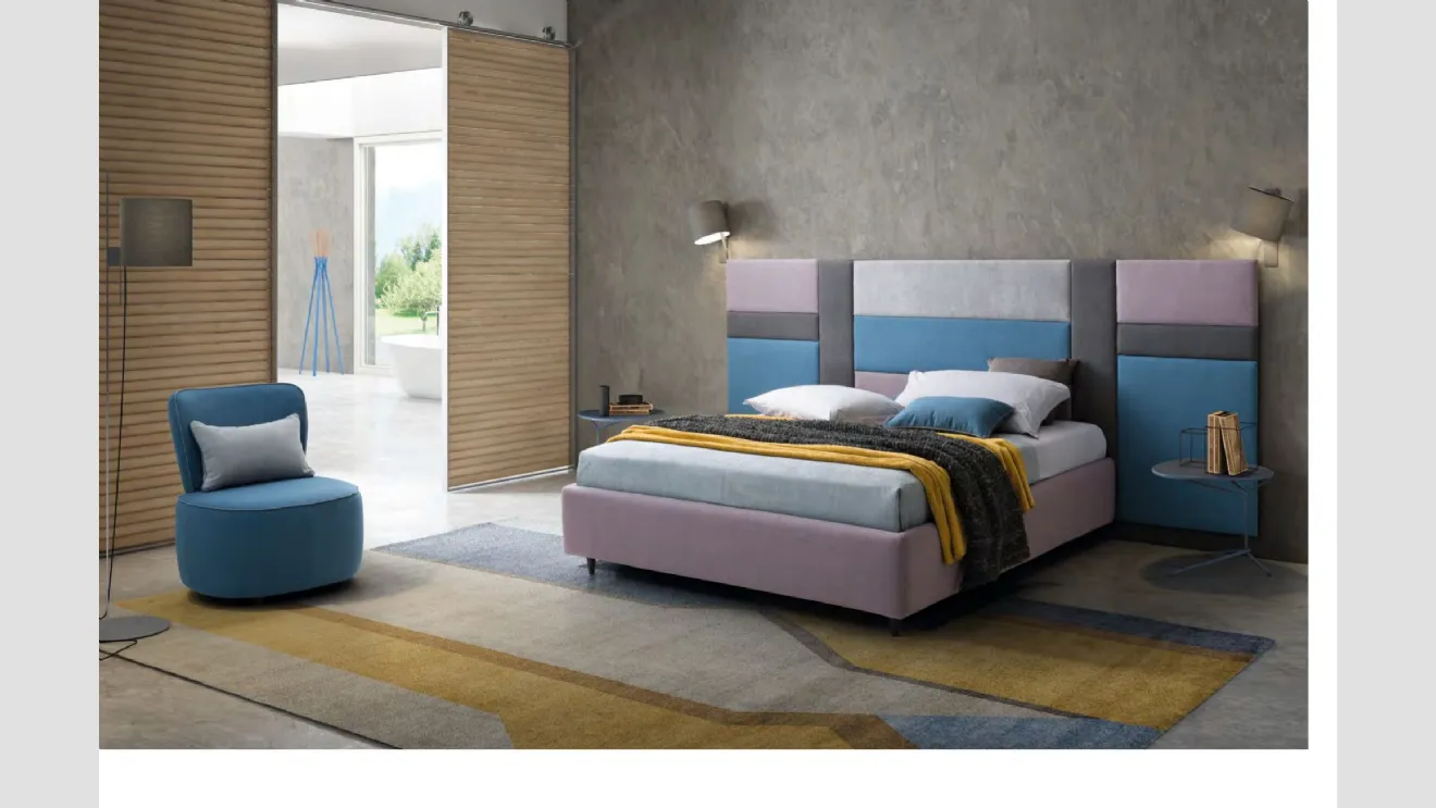 Letto matrimoniale in tessuto Ground con Boiserie di Le Comfort