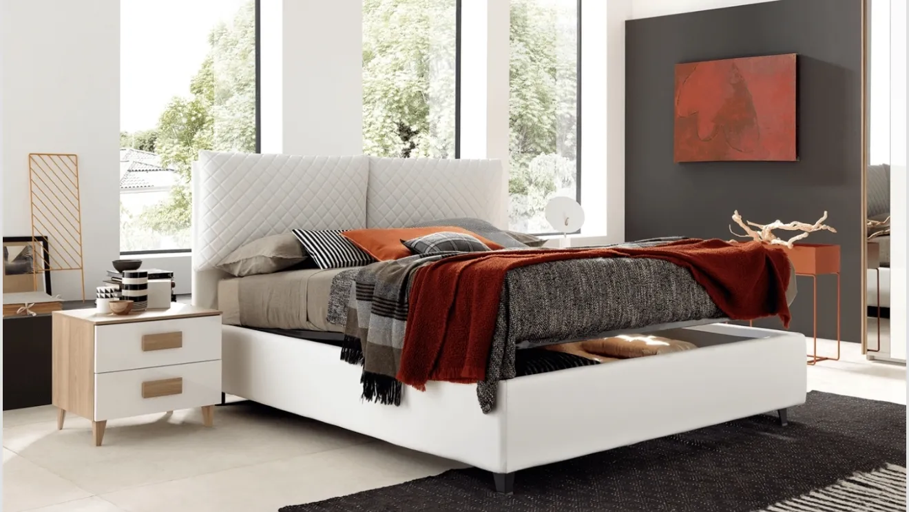 Letto imbottito con box contenitore Kato di Felver