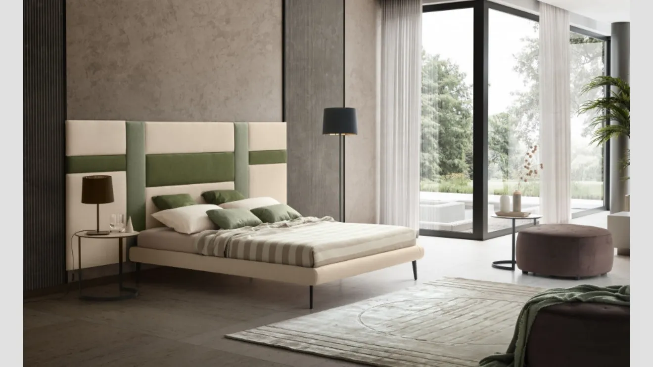 Letto in tessuto con testiera modulare Ground di Le Comfort