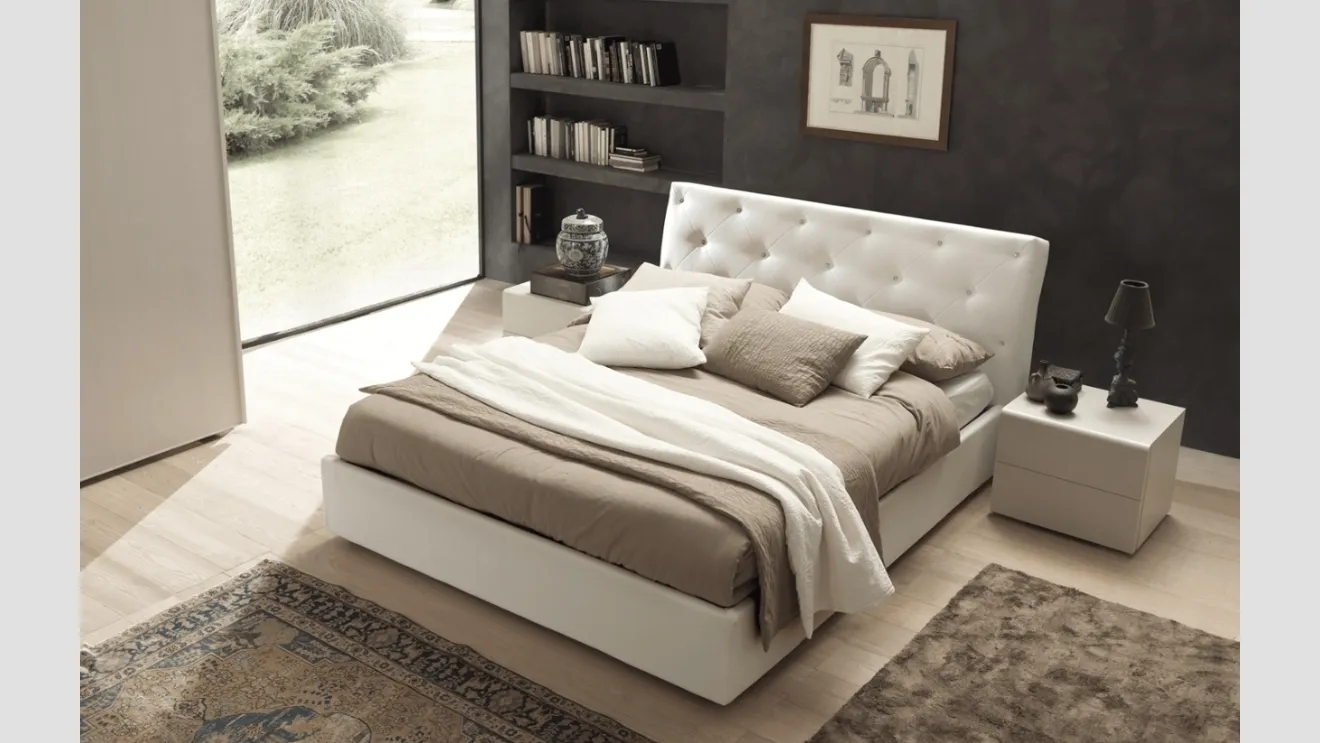 Letto imbottito con testiera e box contenitore Luxury di Felver