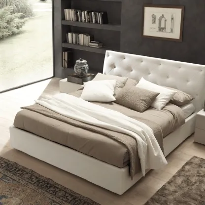 Letto imbottito con testiera e box contenitore Luxury di Felver