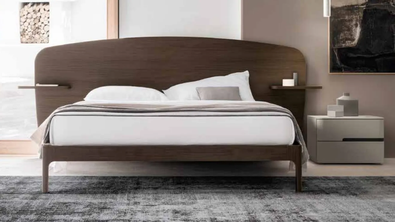 Letto moderno finitura Matwood Dark con testiera Nashi di SantaLucia
