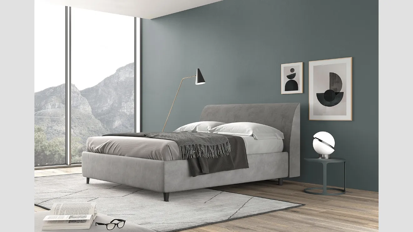 Letto in velluto vintage con contenitore Silver New di Felver