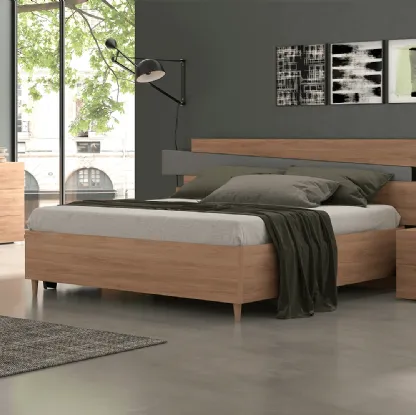 Letto in legno con contenitore e testiera Tetris di Felver
