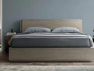 Letto finitura Matwood Grey con testiera e contenitore Tod di SantaLucia