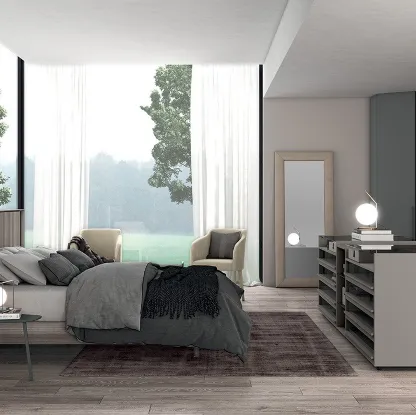 Letto Vitalyty Pure struttura in legno con profilo testiera luce led di Colombini Casa