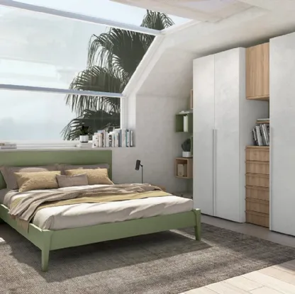Letto Volo Banner con giroletto Manny finitura Oliva di Colombini Casa